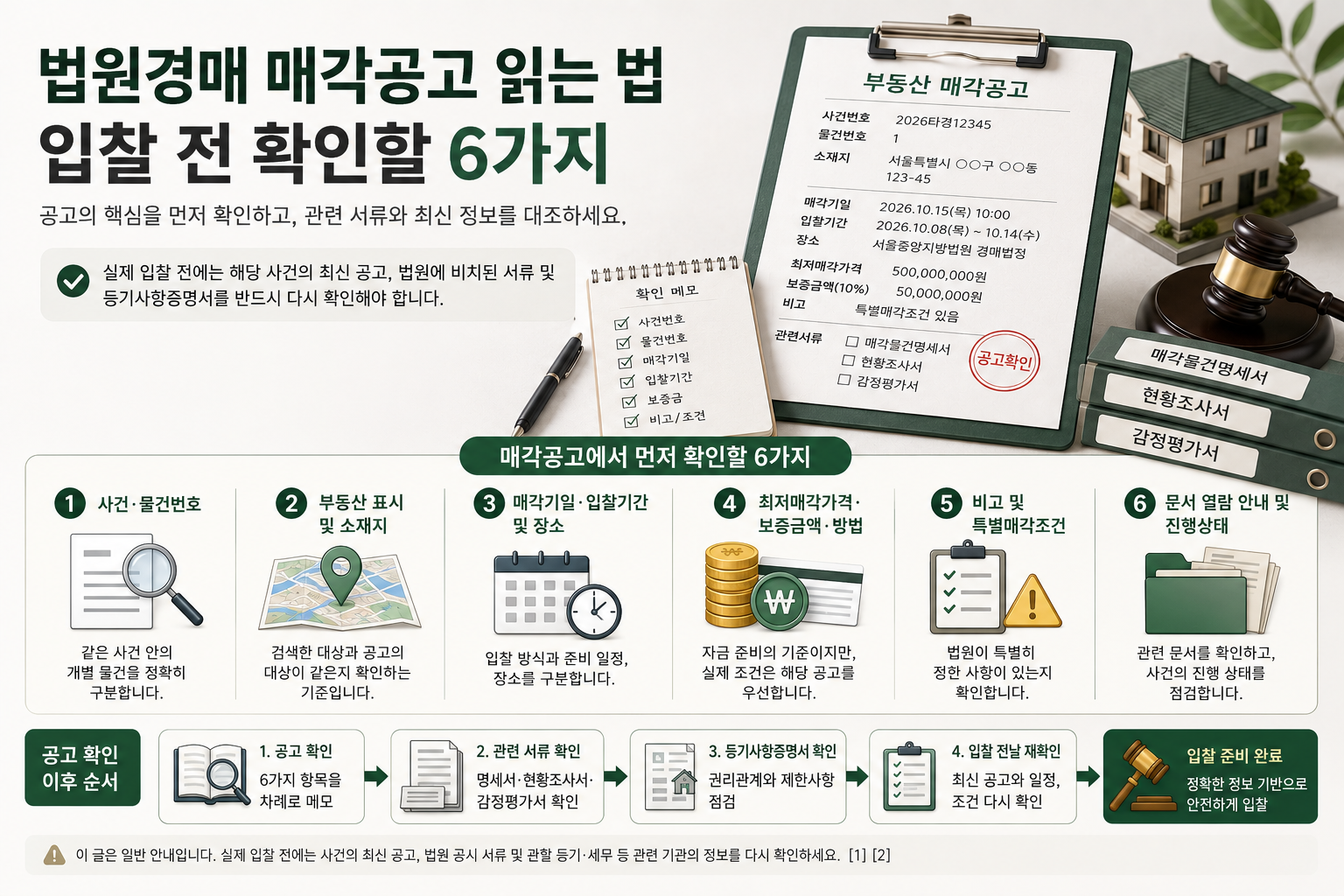 법원경매 매각공고에서 입찰 전 확인할 6가지와 관련 서류 재확인 순서