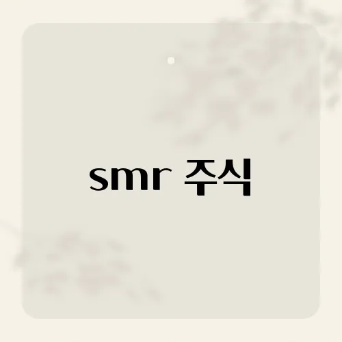 smr 주식, 원전 대장주 반전 재료는?