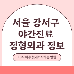 서울 강서구 야간진료 정형외과 병원 (18시 이후 늦게까지하는 병원)