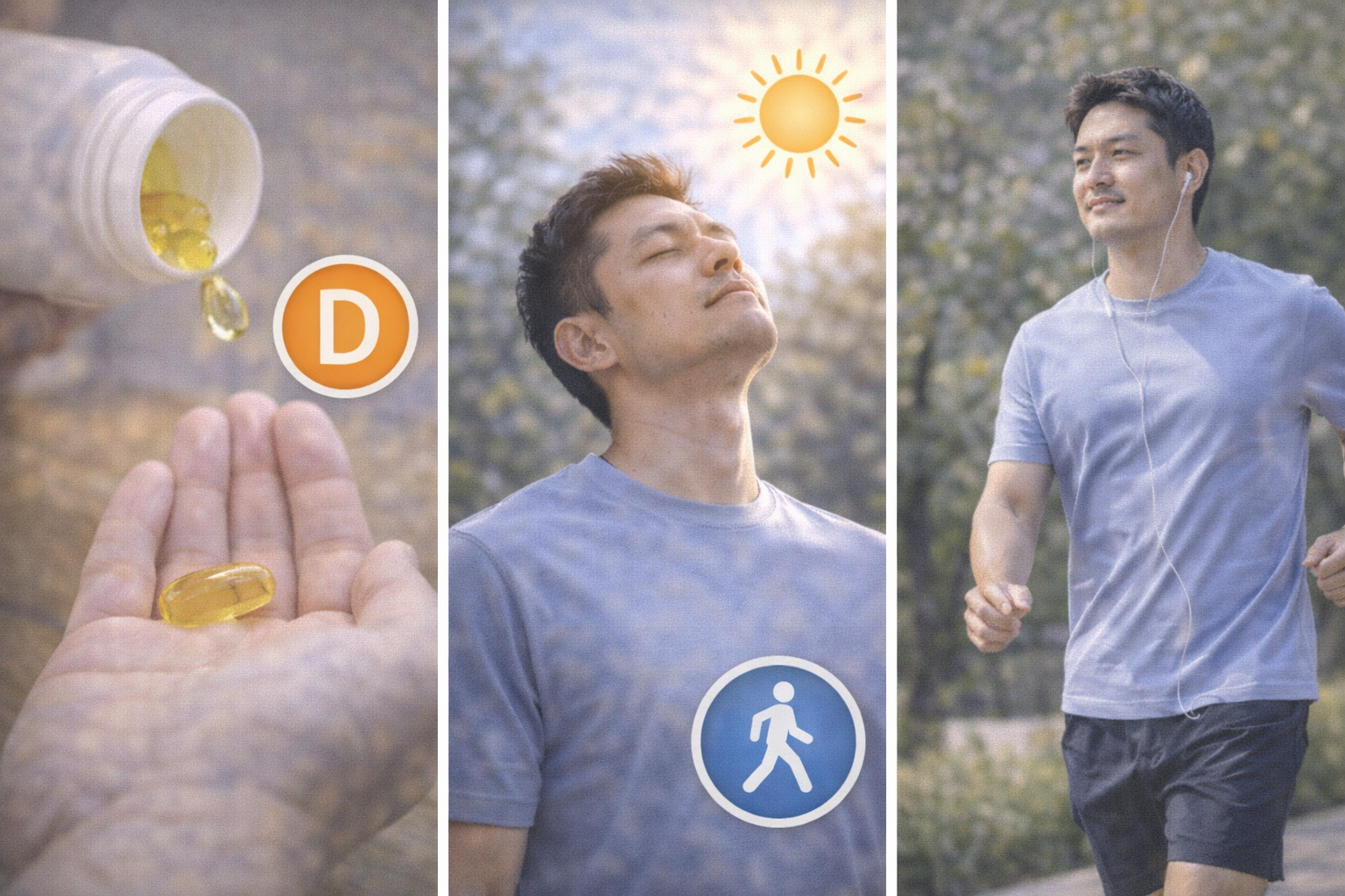 면역력 떨어질때, 딱 3가지만 하세요! 비타민D,햇빛10분,걷기 30분루틴 관련 사진