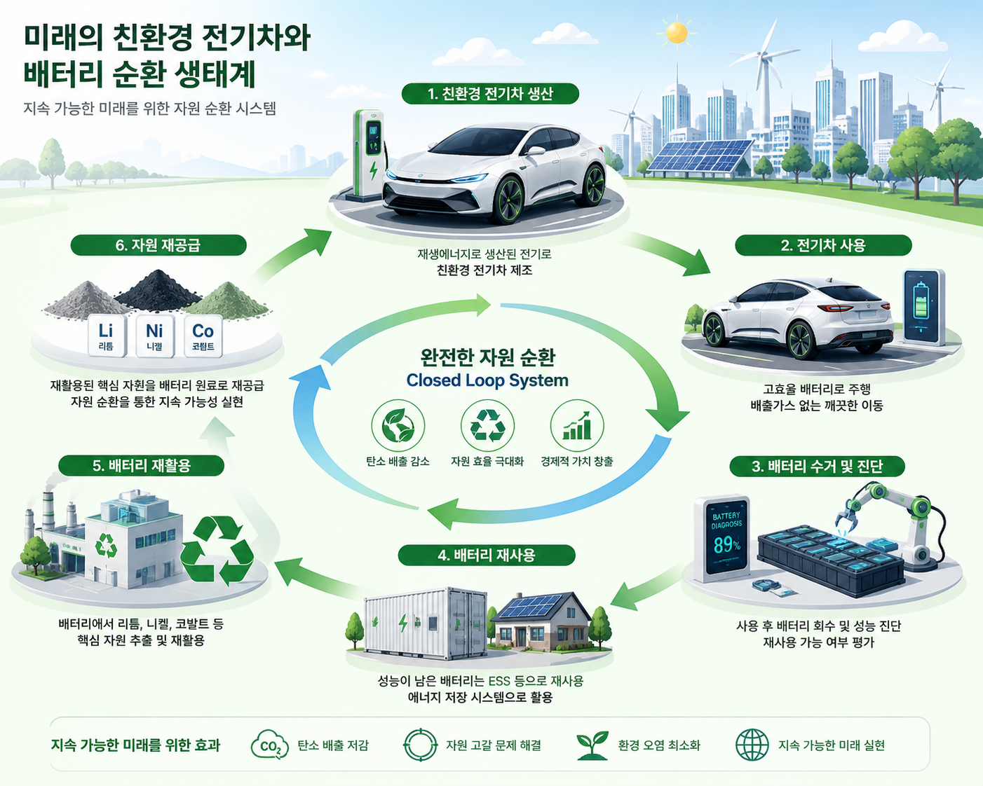 미래의 친환경 전기차와 배터리 순환 생태계