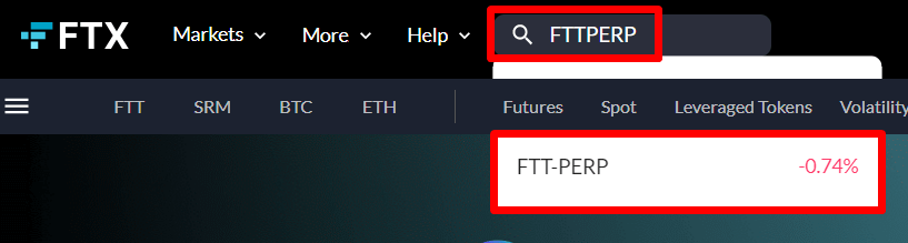 FTT 선물 마켓으로 진입하는 사진