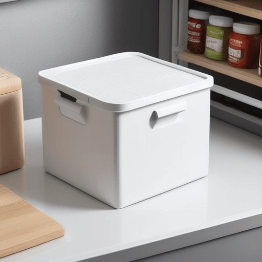 돌출된 손잡이가있는 직사각형 수납상자