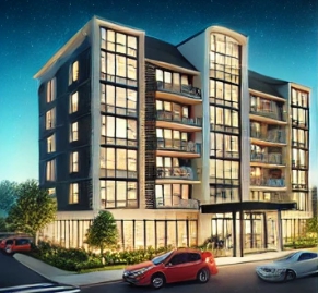 실외에서 바라본 아파트의 모습