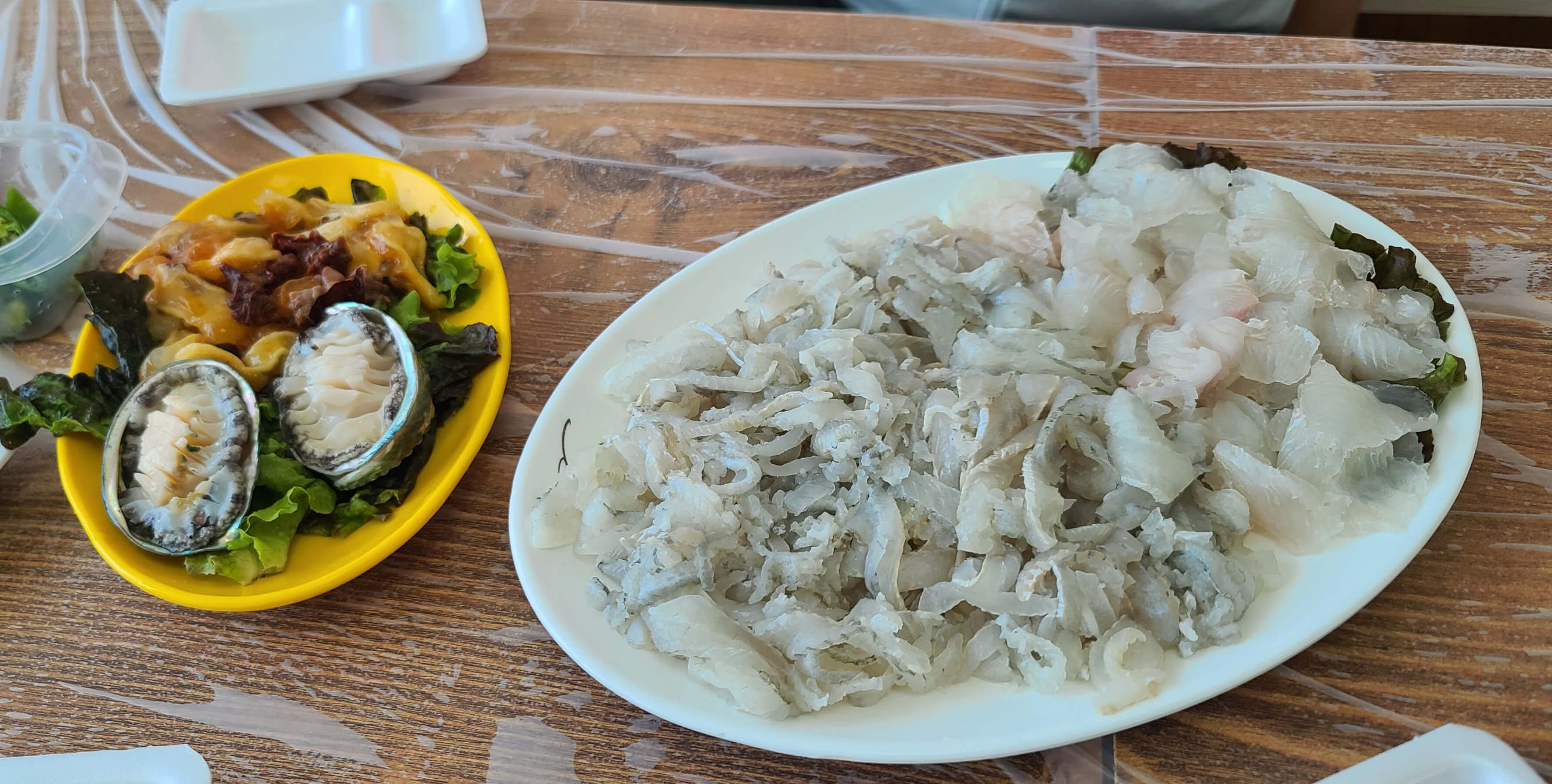 강원도 활어회 물치항회센터 도다리회 광어회