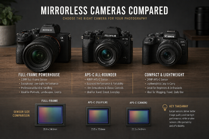 사진 촬영용 카메라의 그립감과 뷰파인더와 조작계를 비교하는 이미지