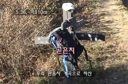 과거 곧은치 표지와 관음사 방향 하산 안내