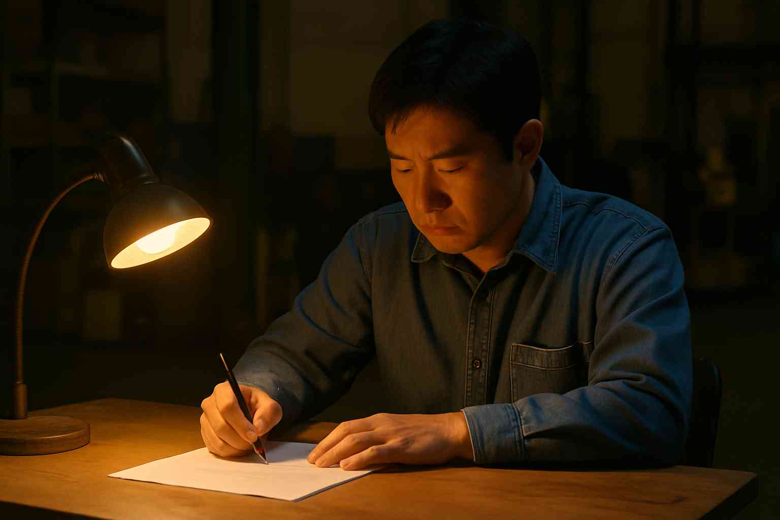 근로계약서 없이 야근하며 일하는 근로자의 모습, 산업 현장 분위기