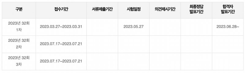 공인노무사-시험일정