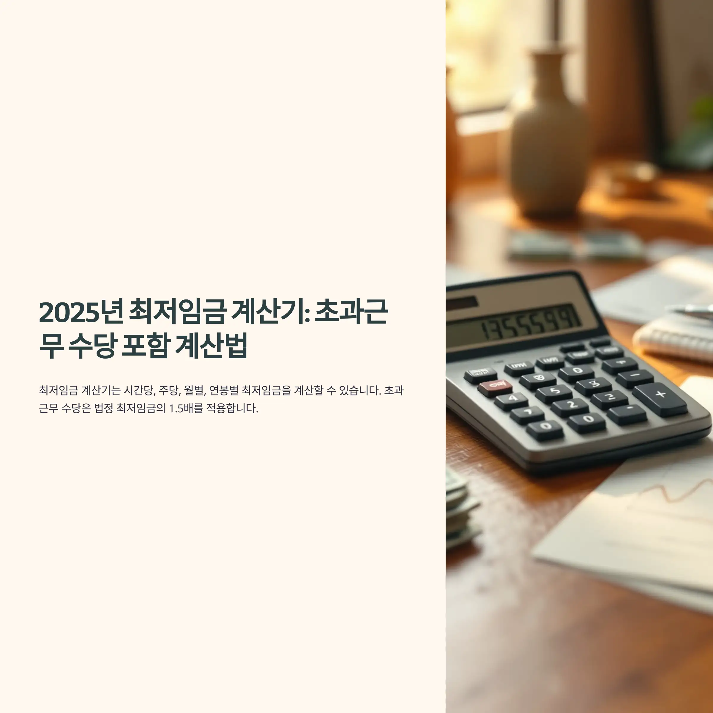 2025년 최저임금 계산기 : 초과근무 수당 포함 계산법