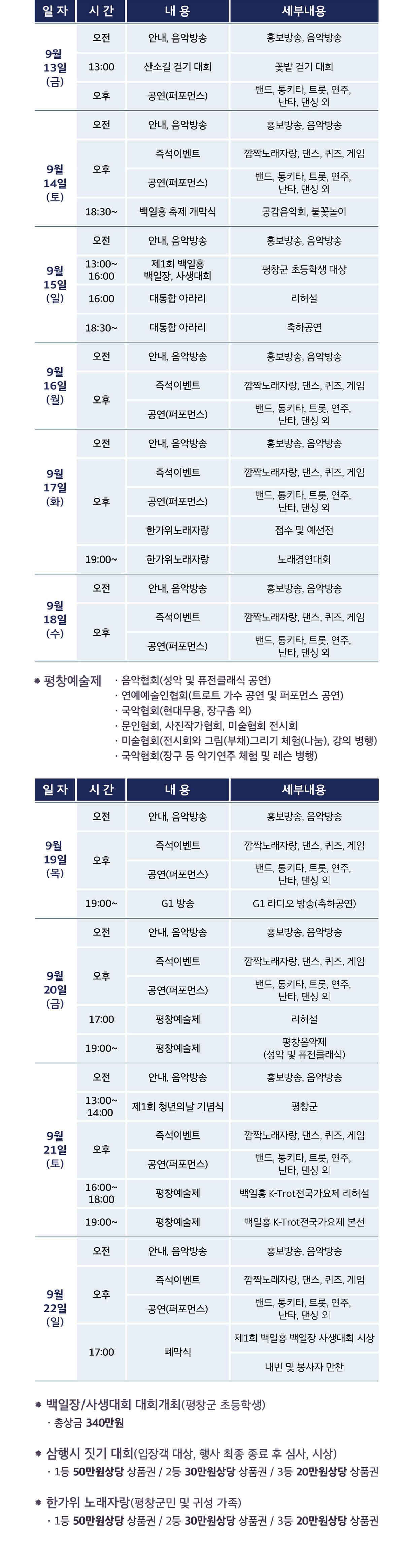 평창 백일홍 축제 기간 행사 내용 프로그램 장소 주소