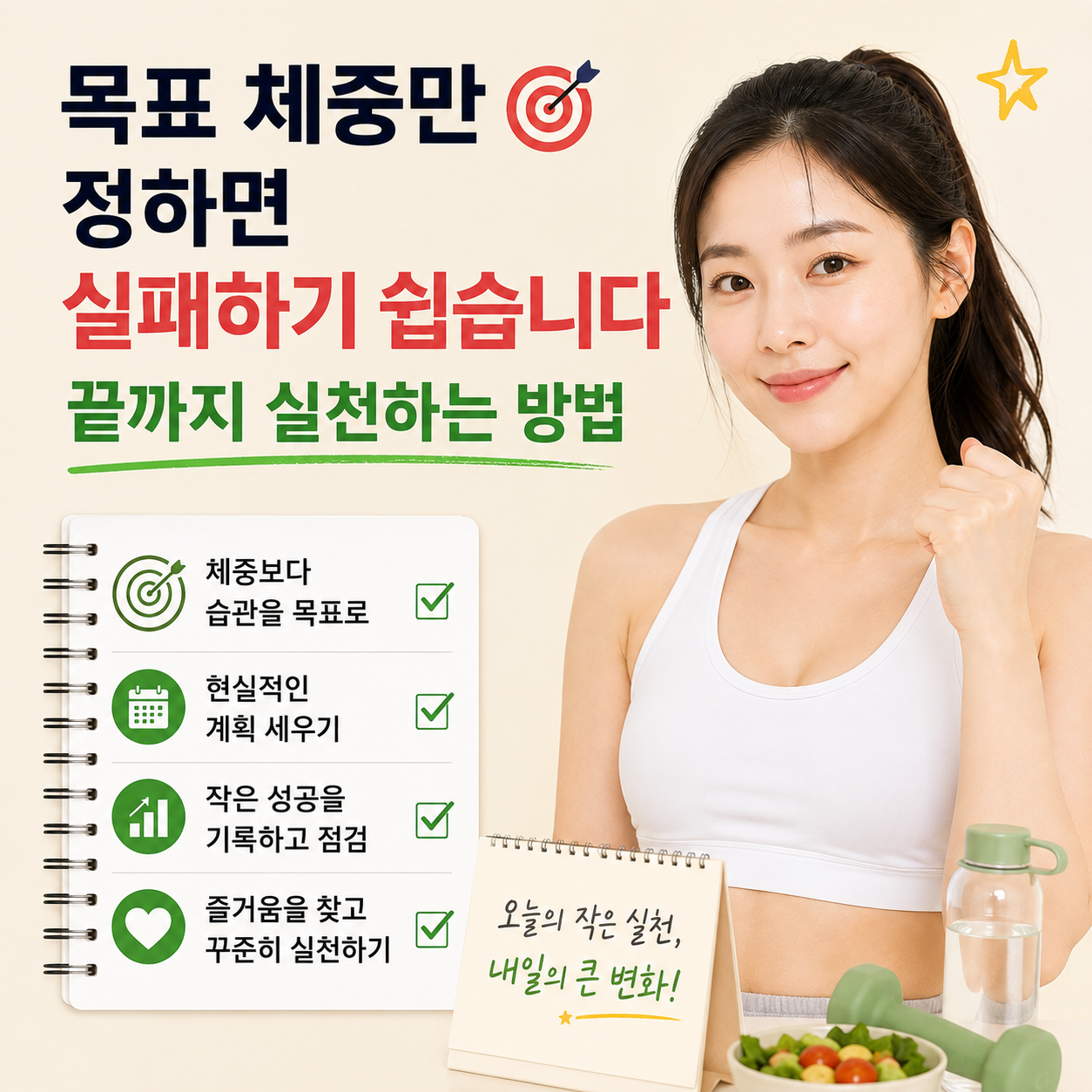 목표 체중만 정하면 실패하기 쉽습니다