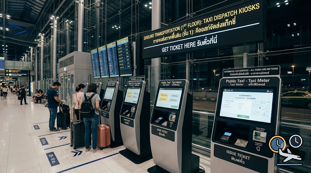 수완나품 공항 1층 퍼블릭 택시 무인 키오스크