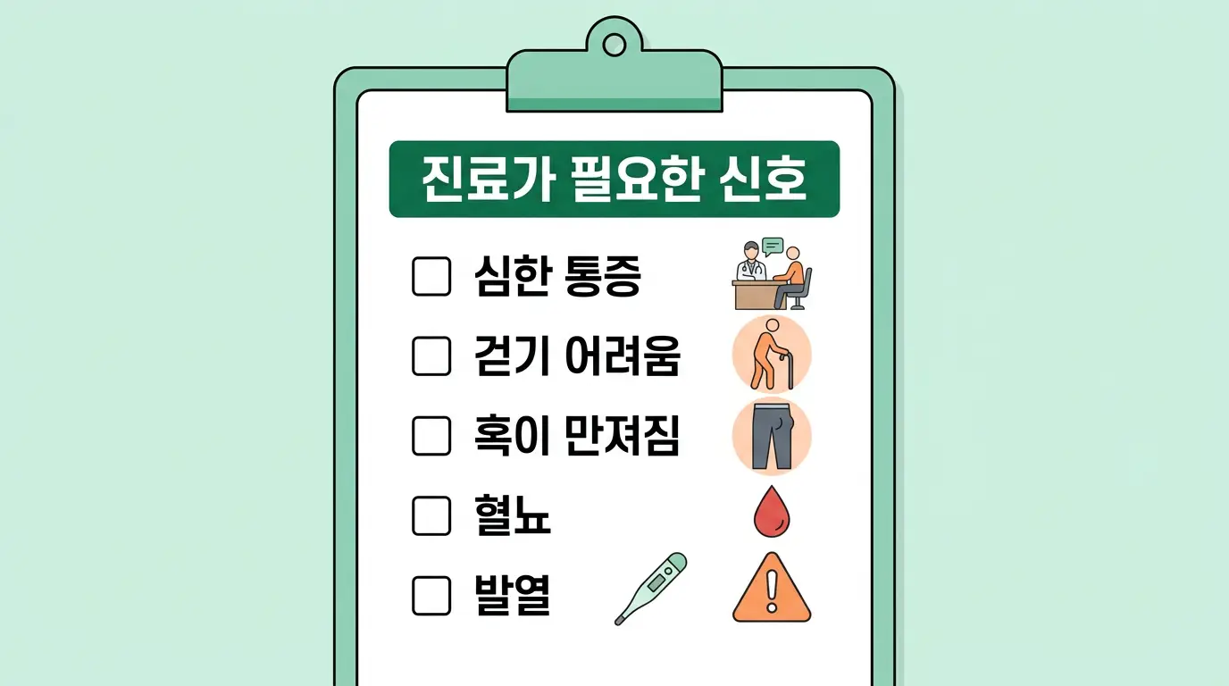 사타구니 통증 병원 신호