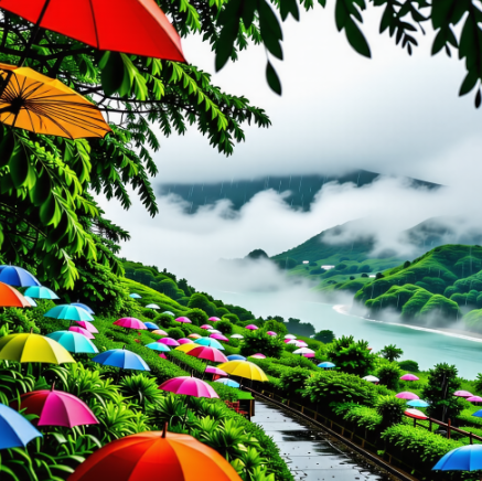 태풍으로 인해 안개가 자욱한 거리