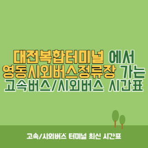 대전복합터미널에서 영동시외버스정류장 가는 시외버스 시간표 최신정보