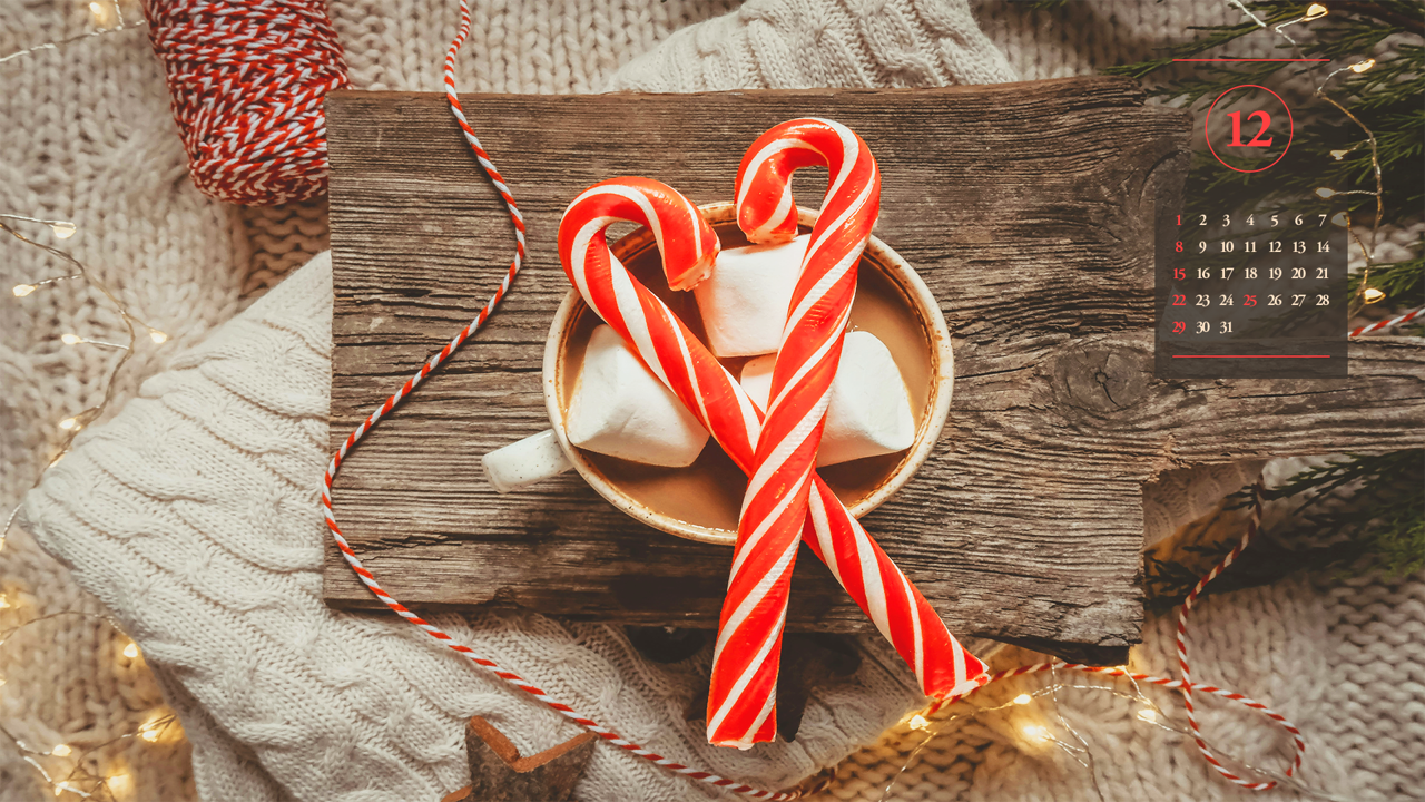 04 크리스마스 지팡이 사탕 A - 2024년12월 노트북배경화면