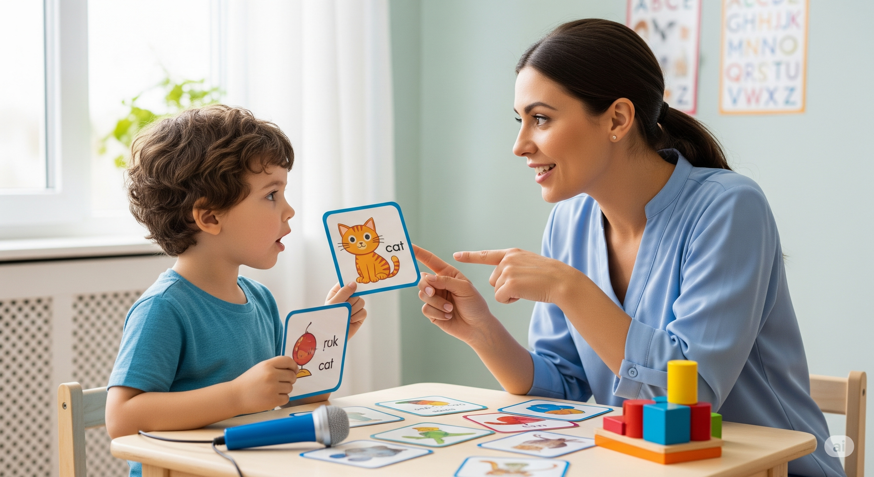 언어 치료 중인 아이의 이미지