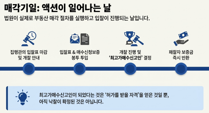 매각기일 : 법원이 실제로 매각 절차를 실행하는 날