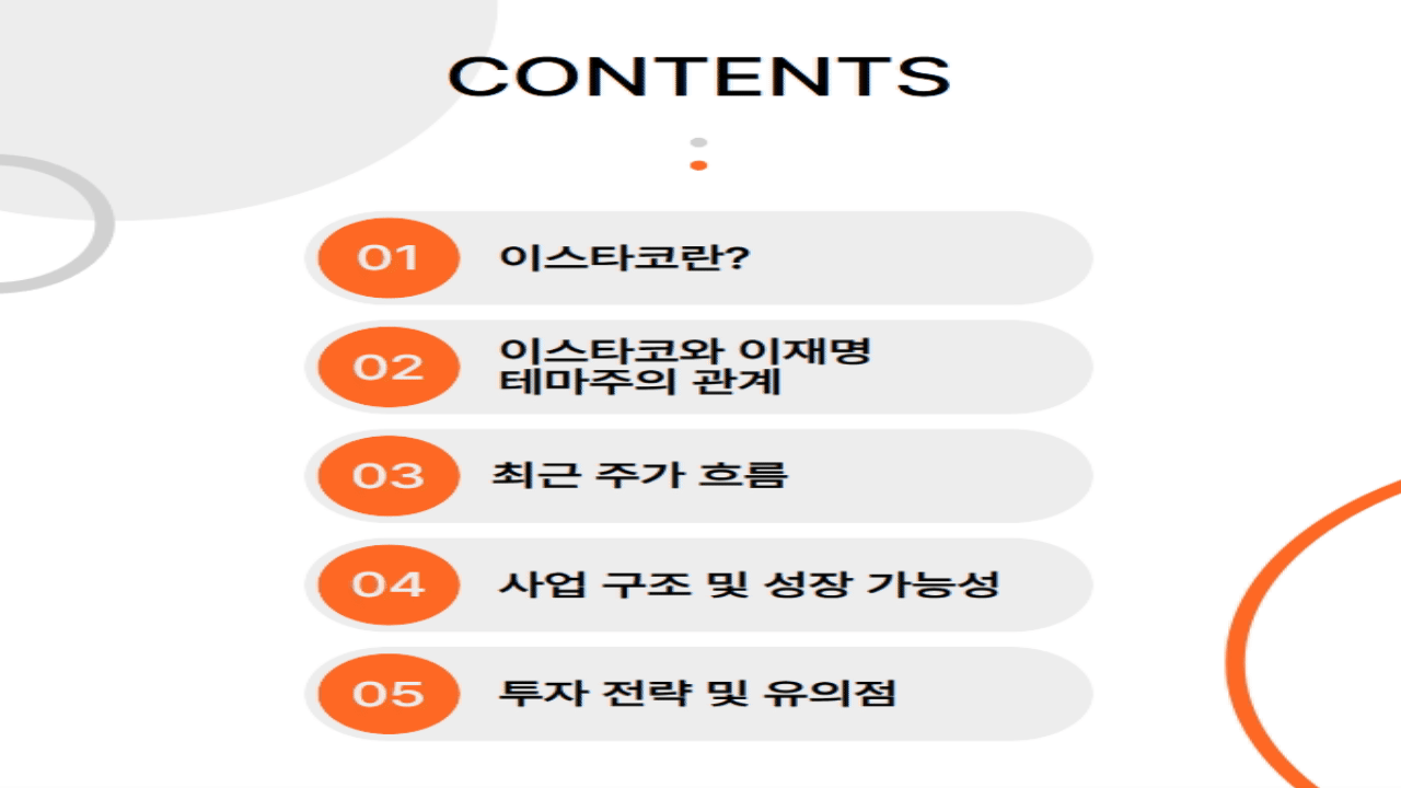 이재명 테마주 이스타코 주식 분석