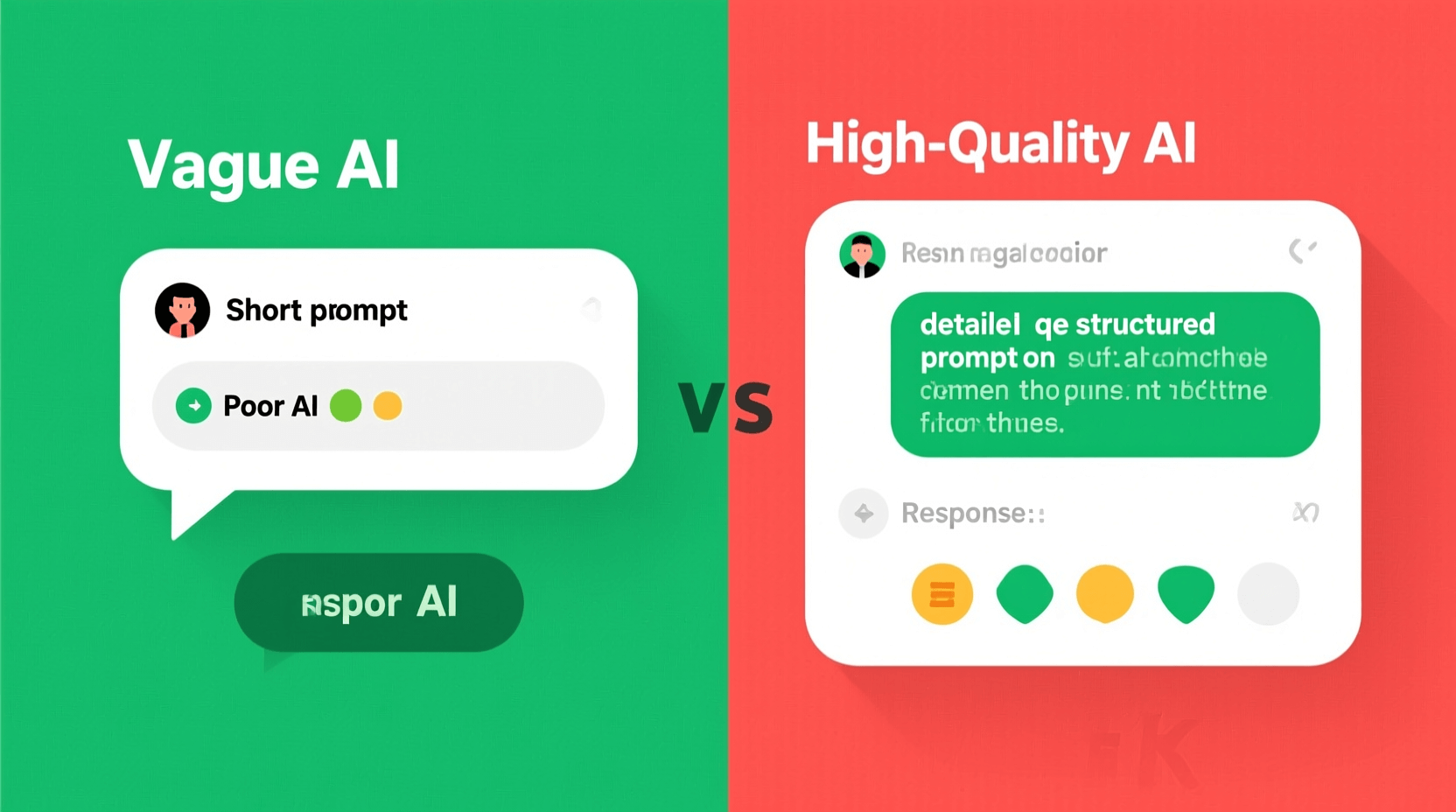 나쁜 프롬프트와 좋은 프롬프트의 결과물을 비교한 일러스트