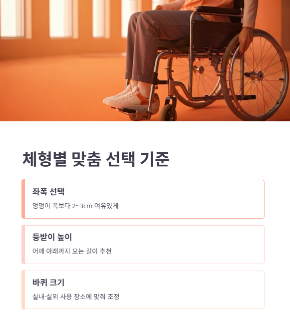 사용자 체형별 맞춤 선택 기준