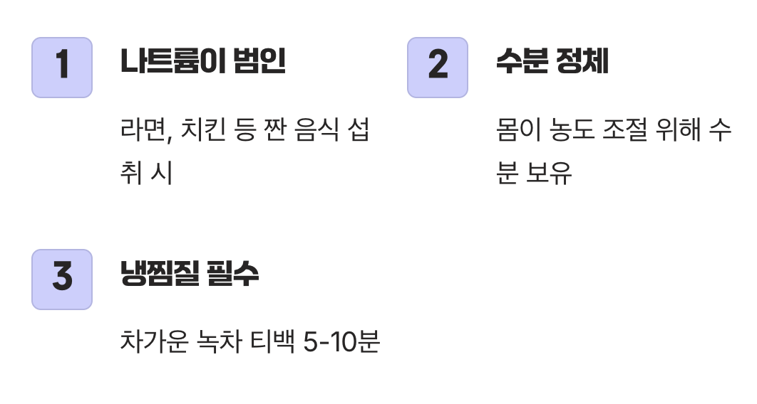 원인 1: 짜게 먹은 다음 날 아침