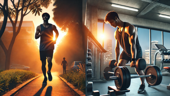 아침 저녁 운동 관련 이미지