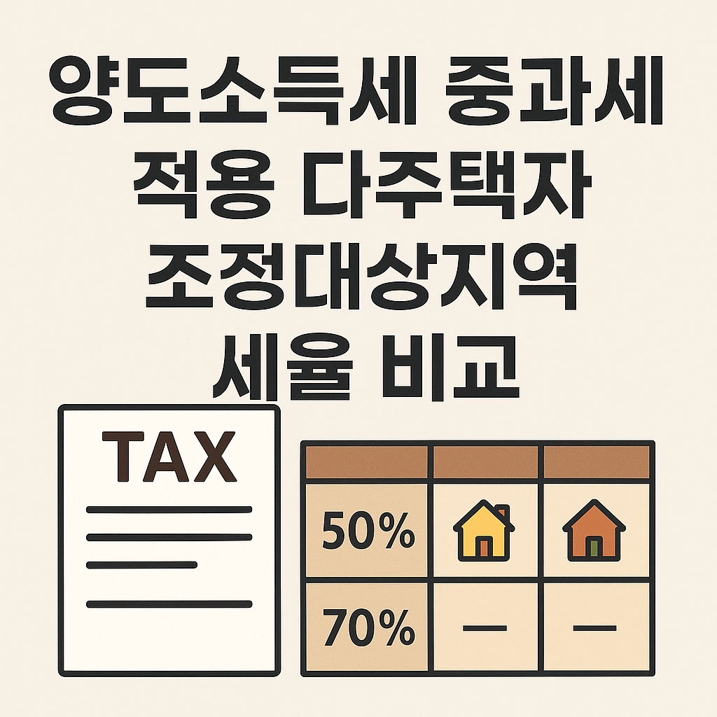양도소득세 중과세 적용 다주택자 조정대상지역 세율 비교