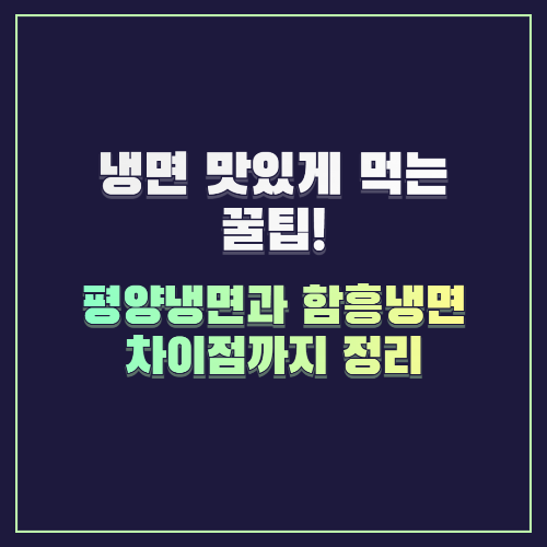 냉면 맛있게 먹는 꿀팁! 평양냉면과 함흥냉면 차이점까지 정리