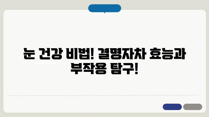 결명자 물대신 눈에 좋은 차 결명자차 효능 부작용 알려드려요