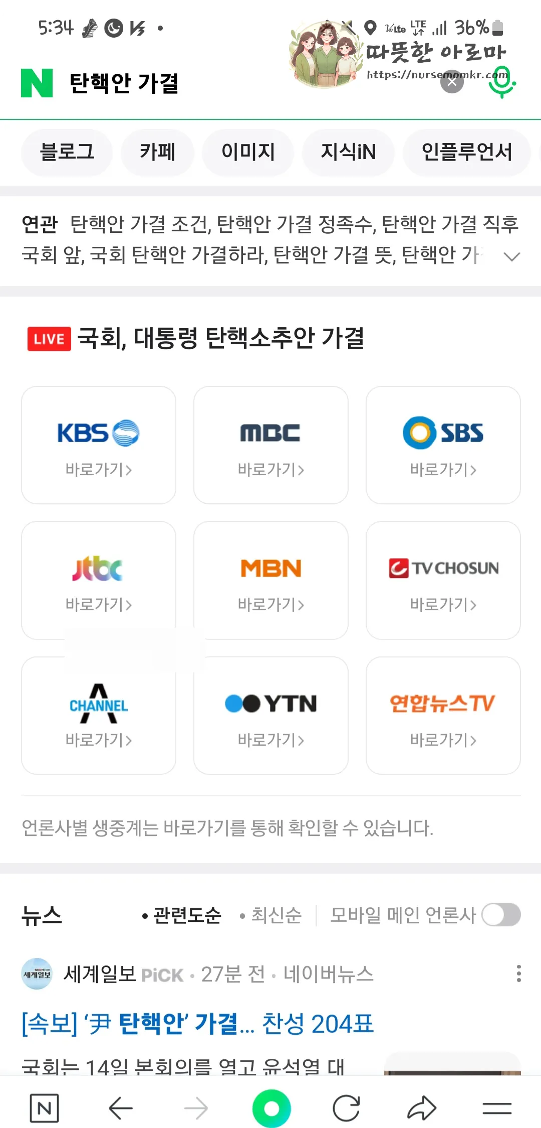 윤석열대통령-탄핵소추안가결-뉴스화면