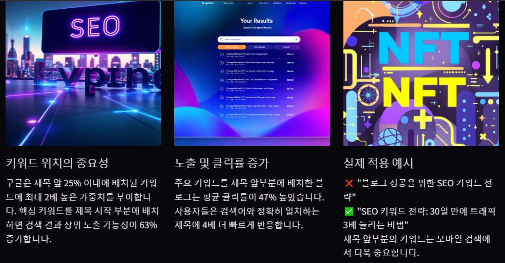 주요 키워드를 제목 앞부분에 배치