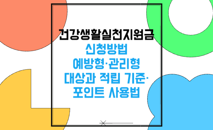 건강생활실천지원금제 신청방법 예방형·관리형 대상과 적립 기준·포인트 사용법