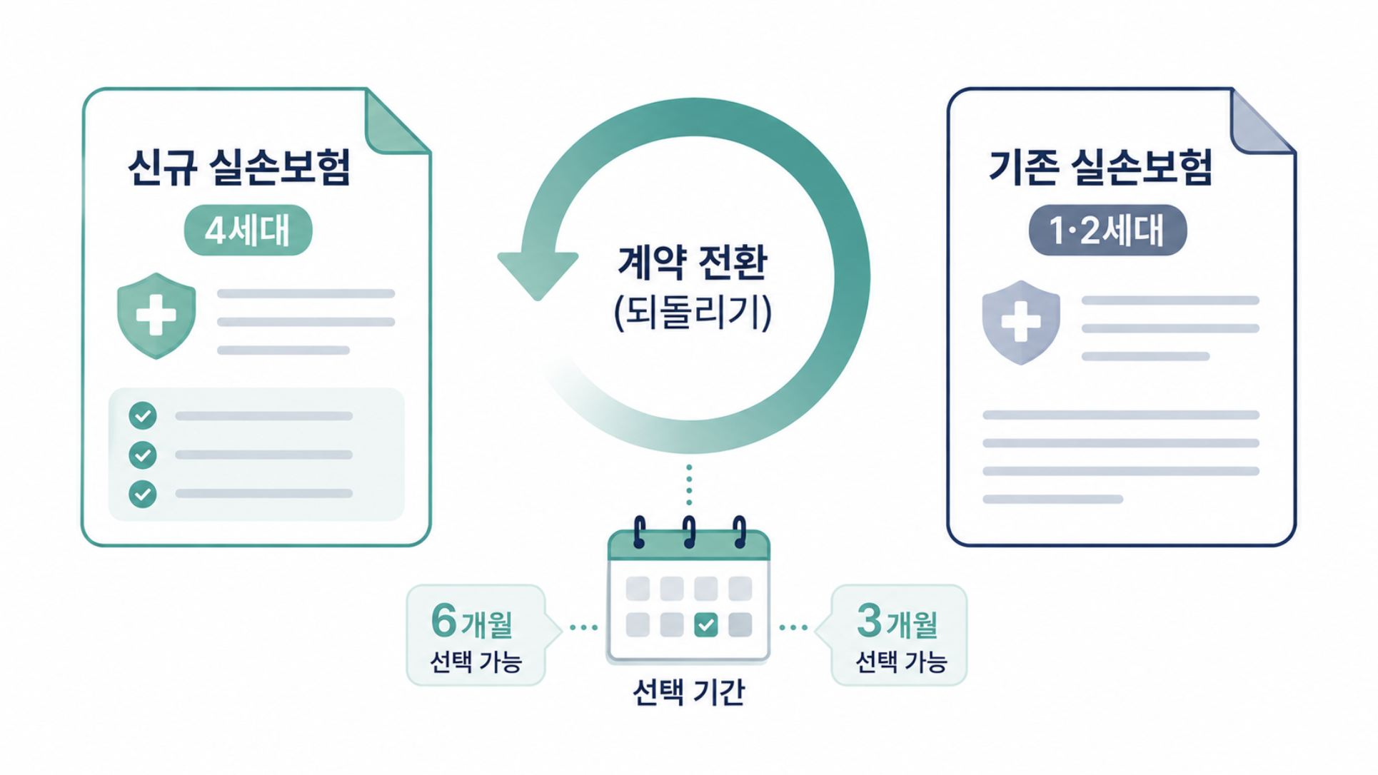 전환 후 다시 원래 계약으로 되돌리는 유턴 제도를 나타낸 일러스트