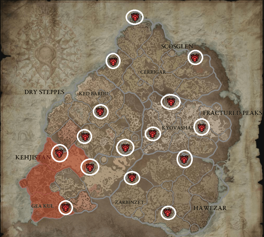 디아블로4 보루 위치 정복 지도