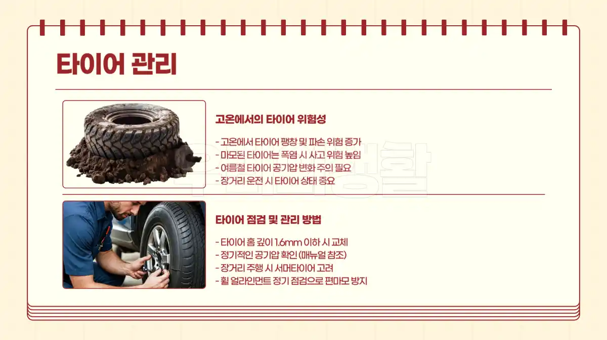타이어 공기압과 마모 상태 점검