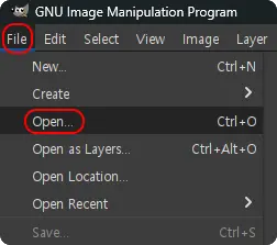 GNU Image Manipulation Program
File → Open