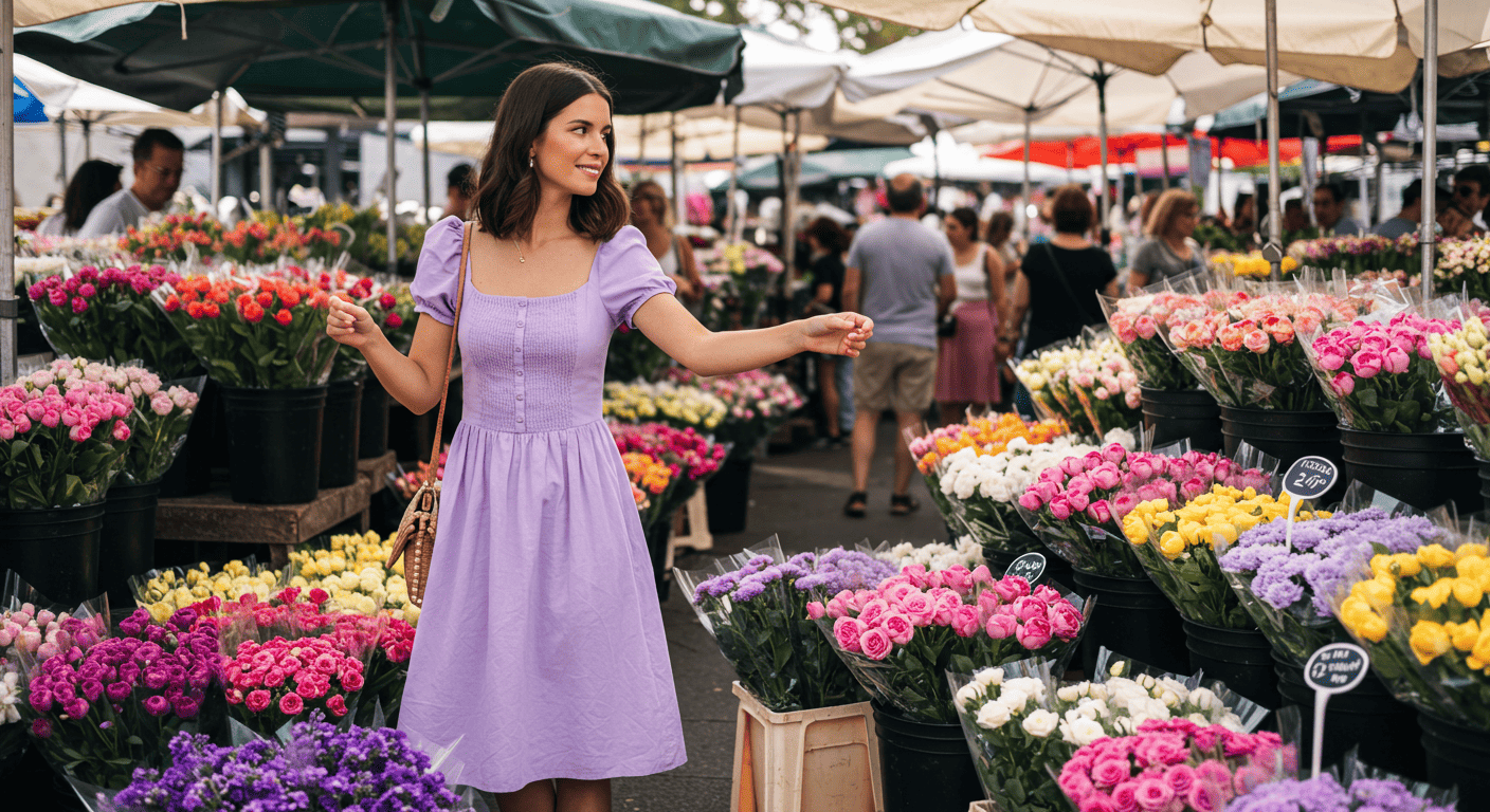 라벤더 원피스 패션