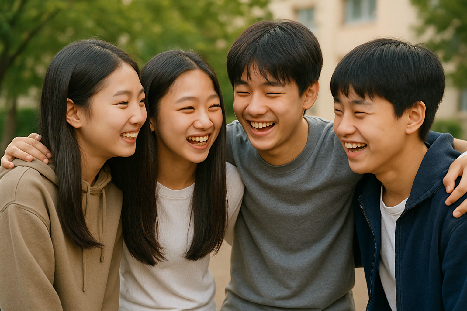 진심 어린 우정을 나누는 한국 청소년 친구들