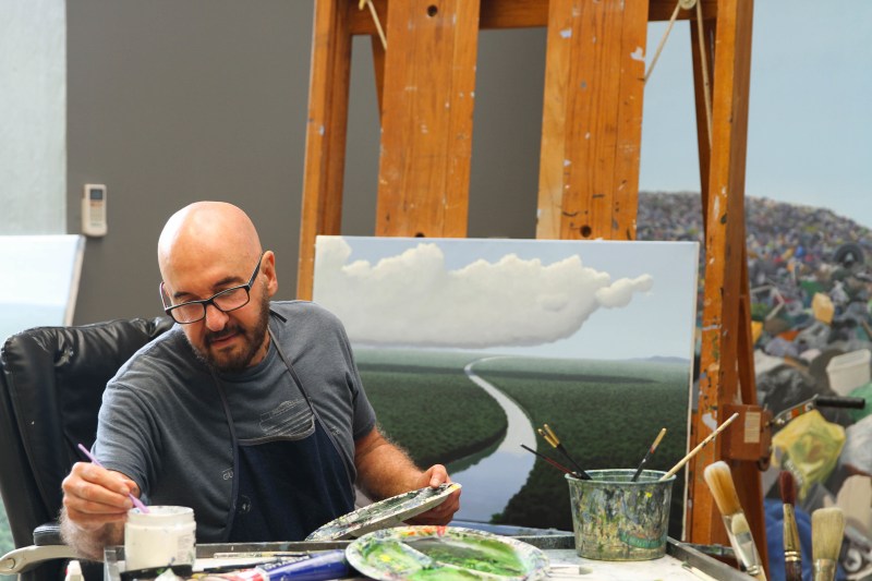 Tomás Sánchez in his studio.