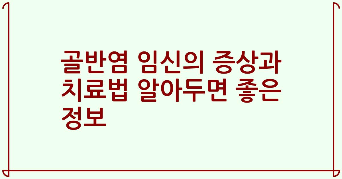 골반염 임신의 증상과 치료법 알아두면 좋은 정보