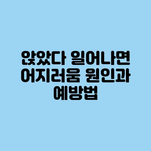 앉았다 일어나면 어지러움 원인과 예방법