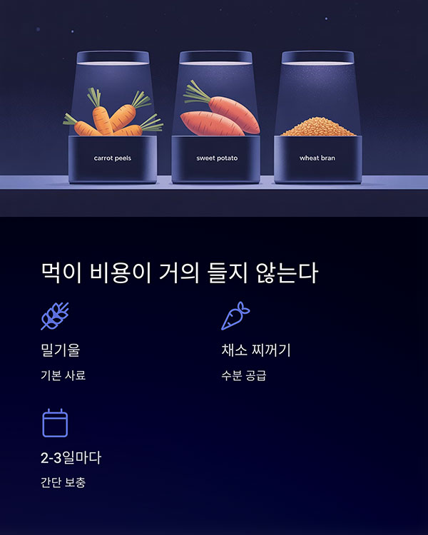 먹이 비용이 거의 들지 않는다