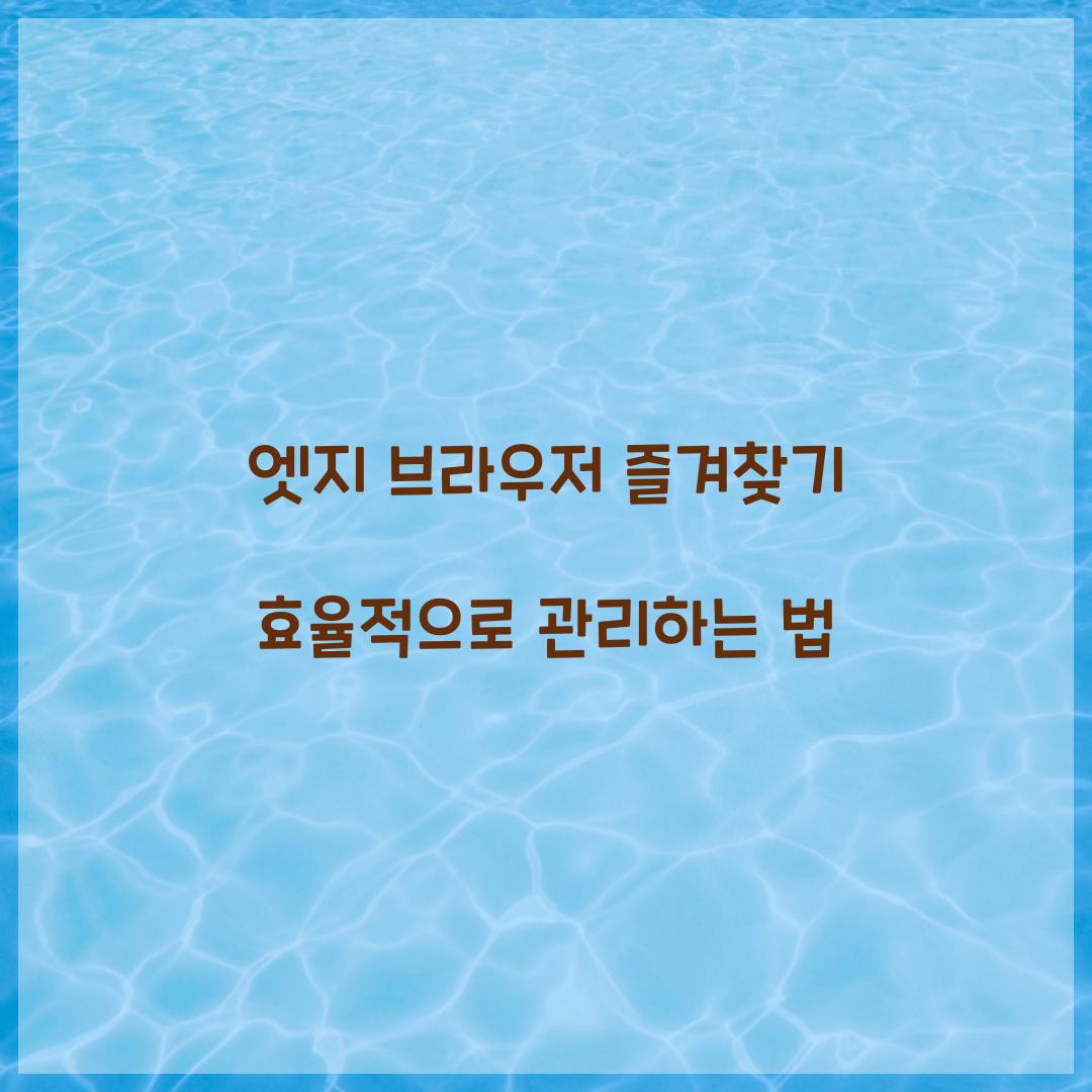 엣지 브라우저 즐겨찾기