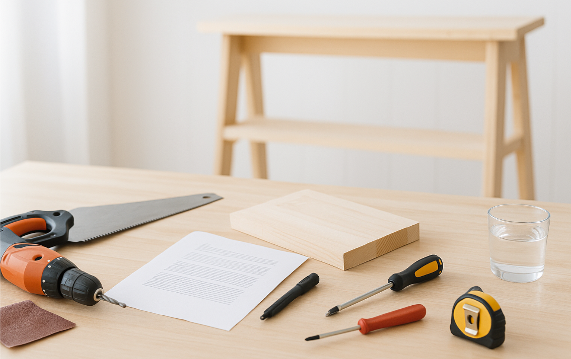 DIY 가구 작업장의 모습