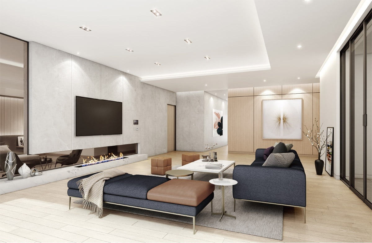 서울 용산구 서빙고동에서 분양한 아페르 파크 거실 CG화면.