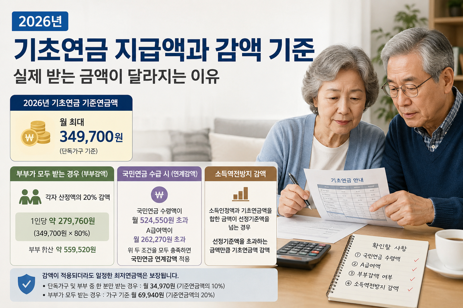 2026년 기초연금 지급액과 감액 기준 안내