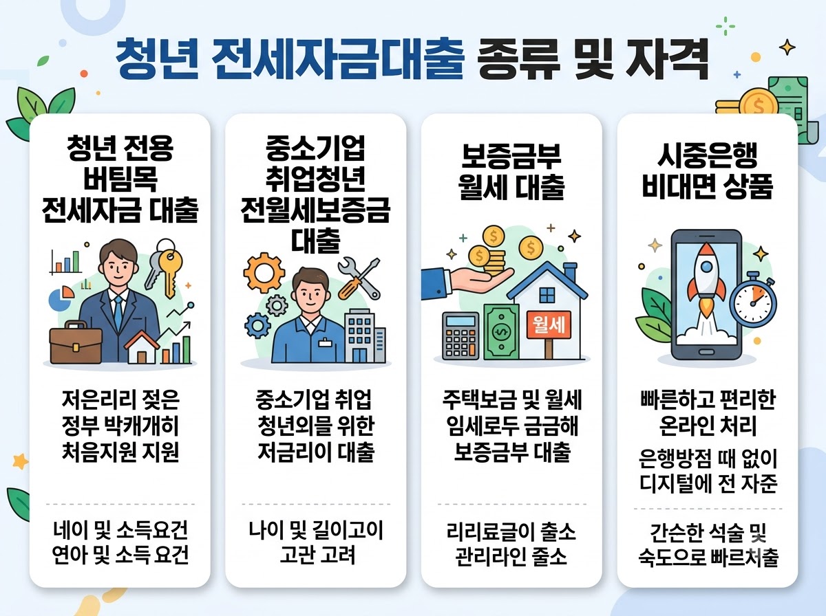 청년 전세자금 대출 종류와 자격