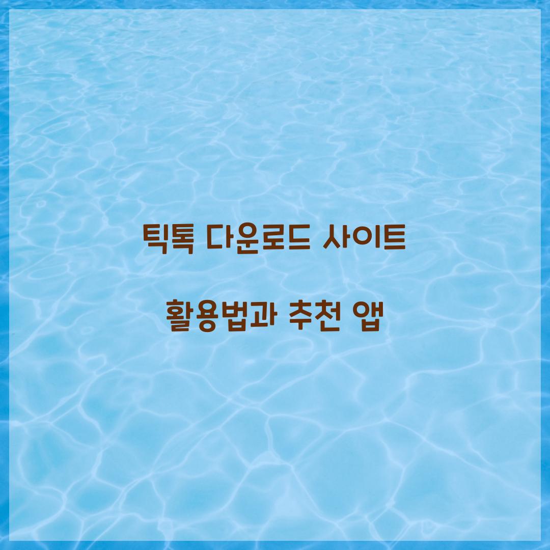 틱톡 다운로드 사이트